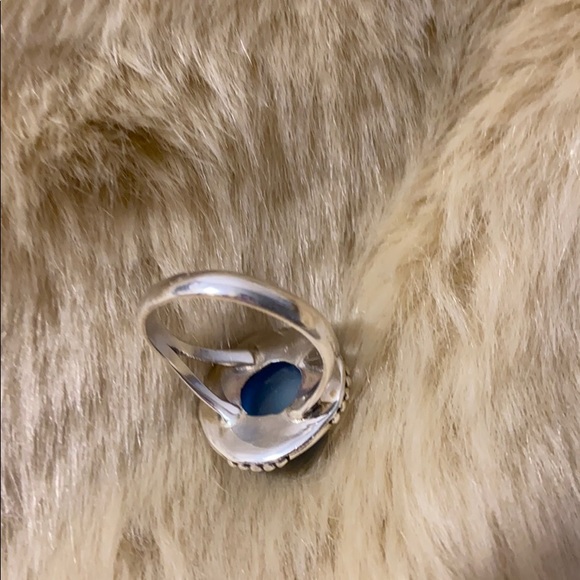BLUE CHALCEDONY Ocean Blue Gemstone ๐ 925 Silver Ring Vintage Boho Retail $140 - Picture 6 of 9